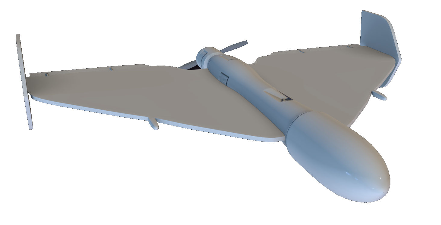 An artist rendering of a HESA Shahed 136 suicide drone.
